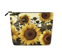 Gdshjklw Linen Makeup Bag For Women, Waterproof Travel Cosmetic Organizer Lightweight Zipper Travel Toiletry Bag Organizer Yellow Sunflower Floral Makeup Brushes Storage Bag