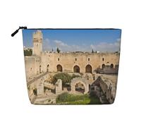 Gdshjklw Linen Makeup Bag For Women, Waterproof Travel Cosmetic Organizer Lightweight Zipper Travel Toiletry Bag Organizer Israel At The Tower Of David Makeup Brushes Storage Bag