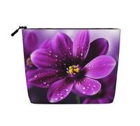 Gdshjklw Linen Makeup Bag For Women, Waterproof Travel Cosmetic Organizer Lightweight Zipper Travel Toiletry Bag Organizer Purple Flower Makeup Brushes Storage Bag