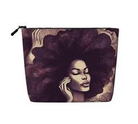 GDSHJKLW Linen Makeup Bag For Women, Waterproof Travel Cosmetic Organizer Lightweight Zipper Travel Toiletry Bag Organizer African Hair Black Women Makeup Brushes Storage Bag