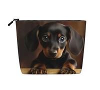 Gdshjklw Linen Makeup Bag For Women, Waterproof Travel Cosmetic Organizer Lightweight Zipper Travel Toiletry Bag Organizer Dog Dachshund Makeup Brushes Storage Bag