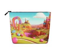 Gdshjklw Linen Makeup Bag For Women, Waterproof Travel Cosmetic Organizer Lightweight Zipper Travel Toiletry Bag Organizer Candy Beautiful Land Makeup Brushes Storage Bag