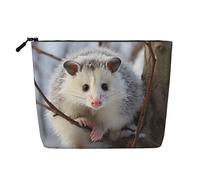 GDSHJKLW Linen Makeup Bag For Women, Waterproof Travel Cosmetic Organizer Lightweight Zipper Travel Toiletry Bag Organizer Opossum In Snow Makeup Brushes Storage Bag