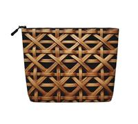 Gdshjklw Linen Makeup Bag For Women, Waterproof Travel Cosmetic Organizer Lightweight Zipper Travel Toiletry Bag Organizer Wicker Woven Grid Makeup Brushes Storage Bag