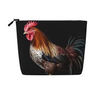 GDSHJKLW Linen Makeup Bag For Women, Waterproof Travel Cosmetic Organizer Lightweight Zipper Travel Toiletry Bag Organizer Animal Cockerel Makeup Brushes Storage Bag