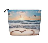 Gdshjklw Linen Makeup Bag For Women, Waterproof Travel Cosmetic Organizer Lightweight Zipper Travel Toiletry Bag Organizer Heart Shape Romantic Beach Makeup Brushes Storage Bag