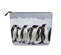 Gdshjklw Linen Makeup Bag For Women, Waterproof Travel Cosmetic Organizer Lightweight Zipper Travel Toiletry Bag Organizer Antarctica Penguins Makeup Brushes Storage Bag