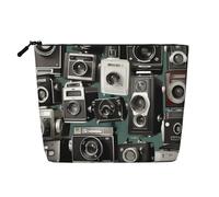 Gdshjklw Linen Makeup Bag For Women, Waterproof Travel Cosmetic Organizer Lightweight Zipper Travel Toiletry Bag Organizer Retro Cool Camera Collection1 Makeup Brushes Storage Bag