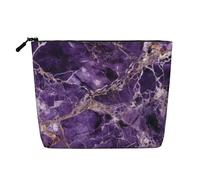 Gdshjklw Linen Makeup Bag For Women, Waterproof Travel Cosmetic Organizer Lightweight Zipper Travel Toiletry Bag Organizer Marble Purple Makeup Brushes Storage Bag