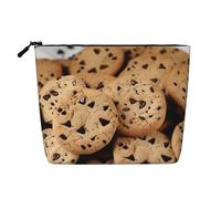 GDSHJKLW Linen Makeup Bag For Women, Waterproof Travel Cosmetic Organizer Lightweight Zipper Travel Toiletry Bag Organizer Cookies Food Chocolate Chip Biscuits Makeup Brushes Storage Bag
