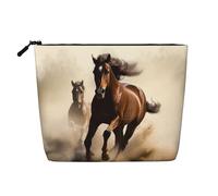 GDSHJKLW Linen Makeup Bag For Women, Waterproof Travel Cosmetic Organizer Lightweight Zipper Travel Toiletry Bag Organizer Animals Horse Running Makeup Brushes Storage Bag