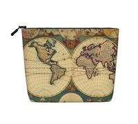 Gdshjklw Linen Makeup Bag For Women, Waterproof Travel Cosmetic Organizer Lightweight Zipper Travel Toiletry Bag Organizer World Map Retro Makeup Brushes Storage Bag