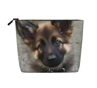 Gdshjklw Linen Makeup Bag For Women, Waterproof Travel Cosmetic Organizer Lightweight Zipper Travel Toiletry Bag Organizer Cute German Shepherd Puppy Makeup Brushes Storage Bag