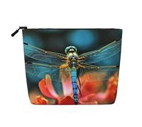 Gdshjklw Linen Makeup Bag For Women, Waterproof Travel Cosmetic Organizer Lightweight Zipper Travel Toiletry Bag Organizer Dragonfly On The Flower Makeup Brushes Storage Bag