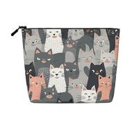 Gdshjklw Linen Makeup Bag For Women, Waterproof Travel Cosmetic Organizer Lightweight Zipper Travel Toiletry Bag Organizer Cute Funny Grey Cats Pattern Makeup Brushes Storage Bag
