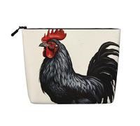 Gdshjklw Linen Makeup Bag For Women, Waterproof Travel Cosmetic Organizer Lightweight Zipper Travel Toiletry Bag Organizer Black Rooster Makeup Brushes Storage Bag
