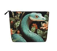 Gdshjklw Linen Makeup Bag For Women, Waterproof Travel Cosmetic Organizer Lightweight Zipper Travel Toiletry Bag Organizer Snake And Flower Makeup Brushes Storage Bag