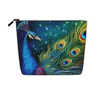 Gdshjklw Linen Makeup Bag For Women, Waterproof Travel Cosmetic Organizer Lightweight Zipper Travel Toiletry Bag Organizer Colored Peacock Makeup Brushes Storage Bag