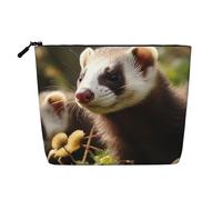 Gdshjklw Linen Makeup Bag For Women, Waterproof Travel Cosmetic Organizer Lightweight Zipper Travel Toiletry Bag Organizer Foraging Ferret Makeup Brushes Storage Bag