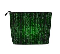 Gdshjklw Linen Makeup Bag For Women, Waterproof Travel Cosmetic Organizer Lightweight Zipper Travel Toiletry Bag Organizer Green Number Binary Makeup Brushes Storage Bag