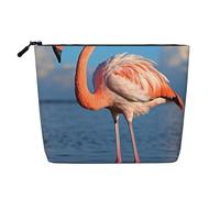 GDSHJKLW Linen Makeup Bag For Women, Waterproof Travel Cosmetic Organizer Lightweight Zipper Travel Toiletry Bag Organizer Flamingo In Water Ripple Makeup Brushes Storage Bag