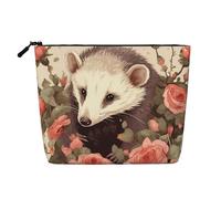 Gdshjklw Linen Makeup Bag For Women, Waterproof Travel Cosmetic Organizer Lightweight Zipper Travel Toiletry Bag Organizer Opossum And Roses Makeup Brushes Storage Bag