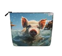GDSHJKLW Linen Makeup Bag For Women, Waterproof Travel Cosmetic Organizer Lightweight Zipper Travel Toiletry Bag Organizer Pig Swim Bathe Makeup Brushes Storage Bag