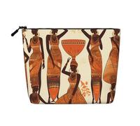 GDSHJKLW Linen Makeup Bag For Women, Waterproof Travel Cosmetic Organizer Lightweight Zipper Travel Toiletry Bag Organizer African Tribal Woman Makeup Brushes Storage Bag