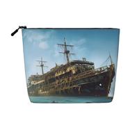GDSHJKLW Linen Makeup Bag For Women, Waterproof Travel Cosmetic Organizer Lightweight Zipper Travel Toiletry Bag Organizer Abandoned Cruise Ship At Sea Makeup Brushes Storage Bag
