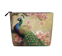 Gdshjklw Linen Makeup Bag For Women, Waterproof Travel Cosmetic Organizer Lightweight Zipper Travel Toiletry Bag Organizer Oriental Peacock On Flower Tree Makeup Brushes Storage Bag