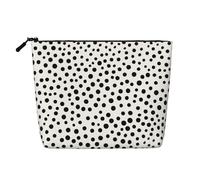 GDSHJKLW Linen Makeup Bag For Women, Waterproof Travel Cosmetic Organizer Lightweight Zipper Travel Toiletry Bag Organizer Black Dot Makeup Brushes Storage Bag