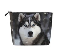 Gdshjklw Linen Makeup Bag For Women, Waterproof Travel Cosmetic Organizer Lightweight Zipper Travel Toiletry Bag Organizer Husky In Snow Dog Makeup Brushes Storage Bag