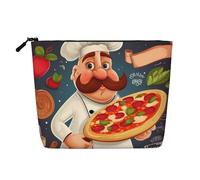 Gdshjklw Linen Makeup Bag For Women, Waterproof Travel Cosmetic Organizer Lightweight Zipper Travel Toiletry Bag Organizer Chef Pizza Makeup Brushes Storage Bag