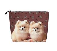 Gdshjklw Linen Makeup Bag For Women, Waterproof Travel Cosmetic Organizer Lightweight Zipper Travel Toiletry Bag Organizer Pomeranians Puppies And Point Makeup Brushes Storage Bag
