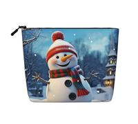 GDSHJKLW Linen Makeup Bag For Women, Waterproof Travel Cosmetic Organizer Lightweight Zipper Travel Toiletry Bag Organizer Happy Snowman Makeup Brushes Storage Bag