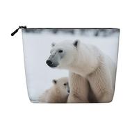 GDSHJKLW Linen Makeup Bag For Women, Waterproof Travel Cosmetic Organizer Lightweight Zipper Travel Toiletry Bag Organizer Snow Animal Polar Bear Makeup Brushes Storage Bag