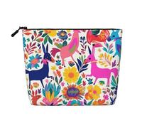 Gdshjklw Linen Makeup Bag For Women, Waterproof Travel Cosmetic Organizer Lightweight Zipper Travel Toiletry Bag Organizer Mexican Otomi Animals Makeup Brushes Storage Bag