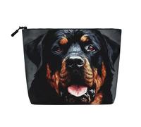 Gdshjklw Linen Makeup Bag For Women, Waterproof Travel Cosmetic Organizer Lightweight Zipper Travel Toiletry Bag Organizer Cool Rottweiler Dog Art Makeup Brushes Storage Bag