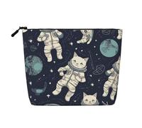 Gdshjklw Linen Makeup Bag For Women, Waterproof Travel Cosmetic Organizer Lightweight Zipper Travel Toiletry Bag Organizer Fun Cat Astronaut Makeup Brushes Storage Bag