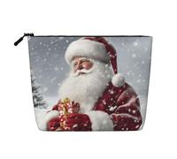 Gdshjklw Linen Makeup Bag For Women, Waterproof Travel Cosmetic Organizer Lightweight Zipper Travel Toiletry Bag Organizer Santa Claus Snow Secenry Makeup Brushes Storage Bag