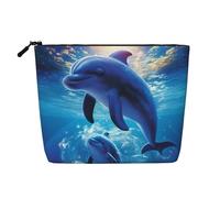 Gdshjklw Linen Makeup Bag For Women, Waterproof Travel Cosmetic Organizer Lightweight Zipper Travel Toiletry Bag Organizer Cute Dolphins Makeup Brushes Storage Bag