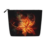 GDSHJKLW Linen Makeup Bag For Women, Waterproof Travel Cosmetic Organizer Lightweight Zipper Travel Toiletry Bag Organizer Abstract Fire Flowers Makeup Brushes Storage Bag