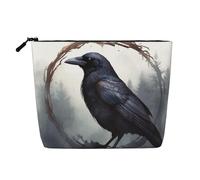 Gdshjklw Linen Makeup Bag For Women, Waterproof Travel Cosmetic Organizer Lightweight Zipper Travel Toiletry Bag Organizer Black Crow Makeup Brushes Storage Bag