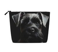 Gdshjklw Linen Makeup Bag For Women, Waterproof Travel Cosmetic Organizer Lightweight Zipper Travel Toiletry Bag Organizer Black Schnauzer Dog Makeup Brushes Storage Bag