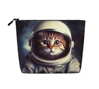 GDSHJKLW Linen Makeup Bag For Women, Waterproof Travel Cosmetic Organizer Lightweight Zipper Travel Toiletry Bag Organizer Animal Cat Astronaut Makeup Brushes Storage Bag