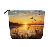 GDSHJKLW Linen Makeup Bag For Women, Waterproof Travel Cosmetic Organizer Lightweight Zipper Travel Toiletry Bag Organizer Reeds By The River Makeup Brushes Storage Bag