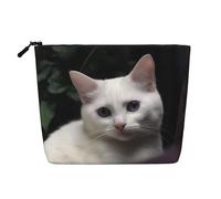 GDSHJKLW Linen Makeup Bag For Women, Waterproof Travel Cosmetic Organizer Lightweight Zipper Travel Toiletry Bag Organizer White Cat Makeup Brushes Storage Bag