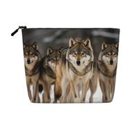 Gdshjklw Linen Makeup Bag For Women, Waterproof Travel Cosmetic Organizer Lightweight Zipper Travel Toiletry Bag Organizer Pack Of Wolves Makeup Brushes Storage Bag