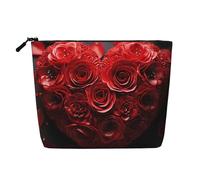 GDSHJKLW Linen Makeup Bag For Women, Waterproof Travel Cosmetic Organizer Lightweight Zipper Travel Toiletry Bag Organizer Red Rose Love Heart Makeup Brushes Storage Bag