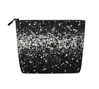 Gdshjklw Linen Makeup Bag For Women, Waterproof Travel Cosmetic Organizer Lightweight Zipper Travel Toiletry Bag Organizer Black White Glitter Makeup Brushes Storage Bag